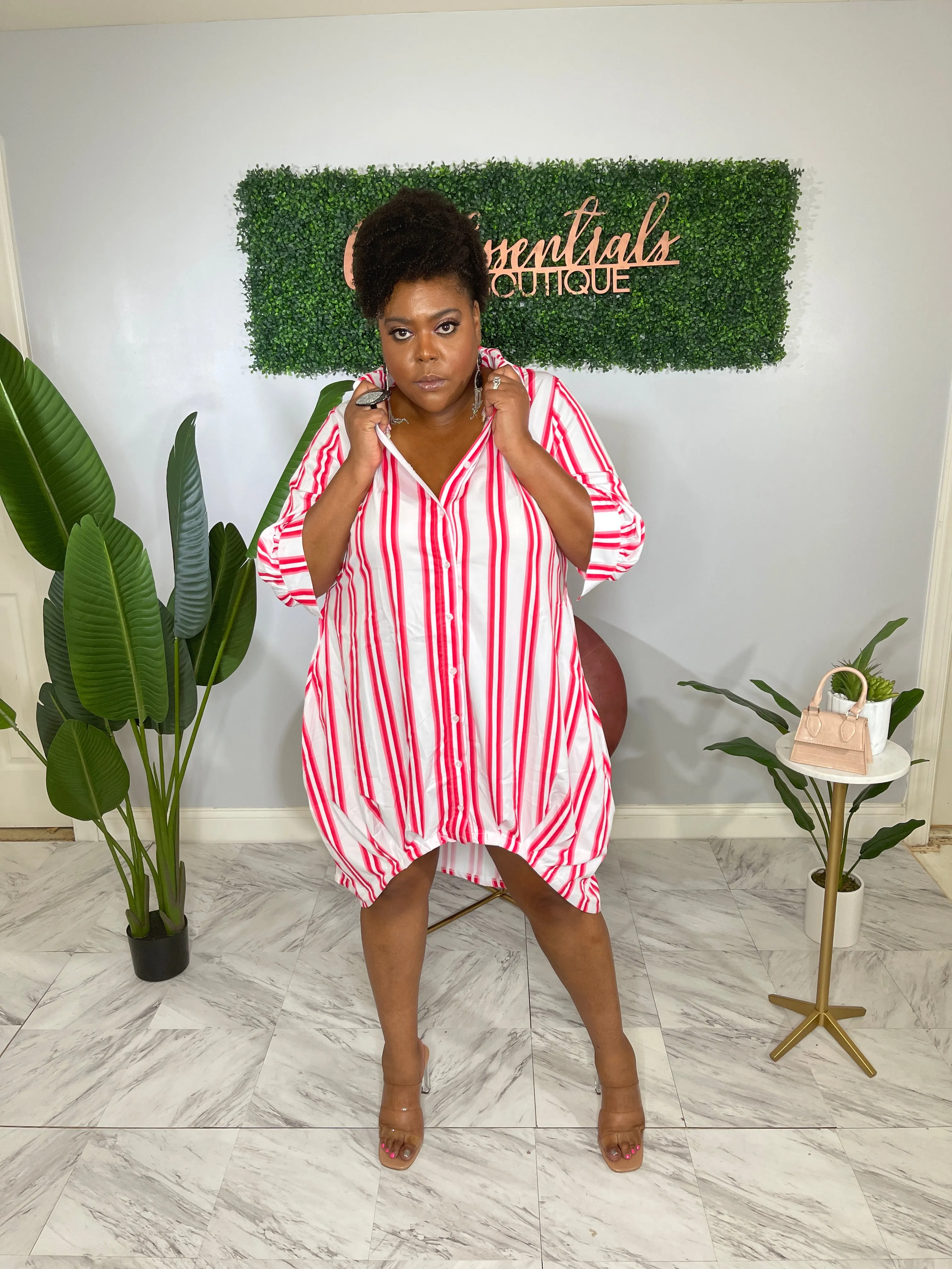 Color Striped Shirt Dress