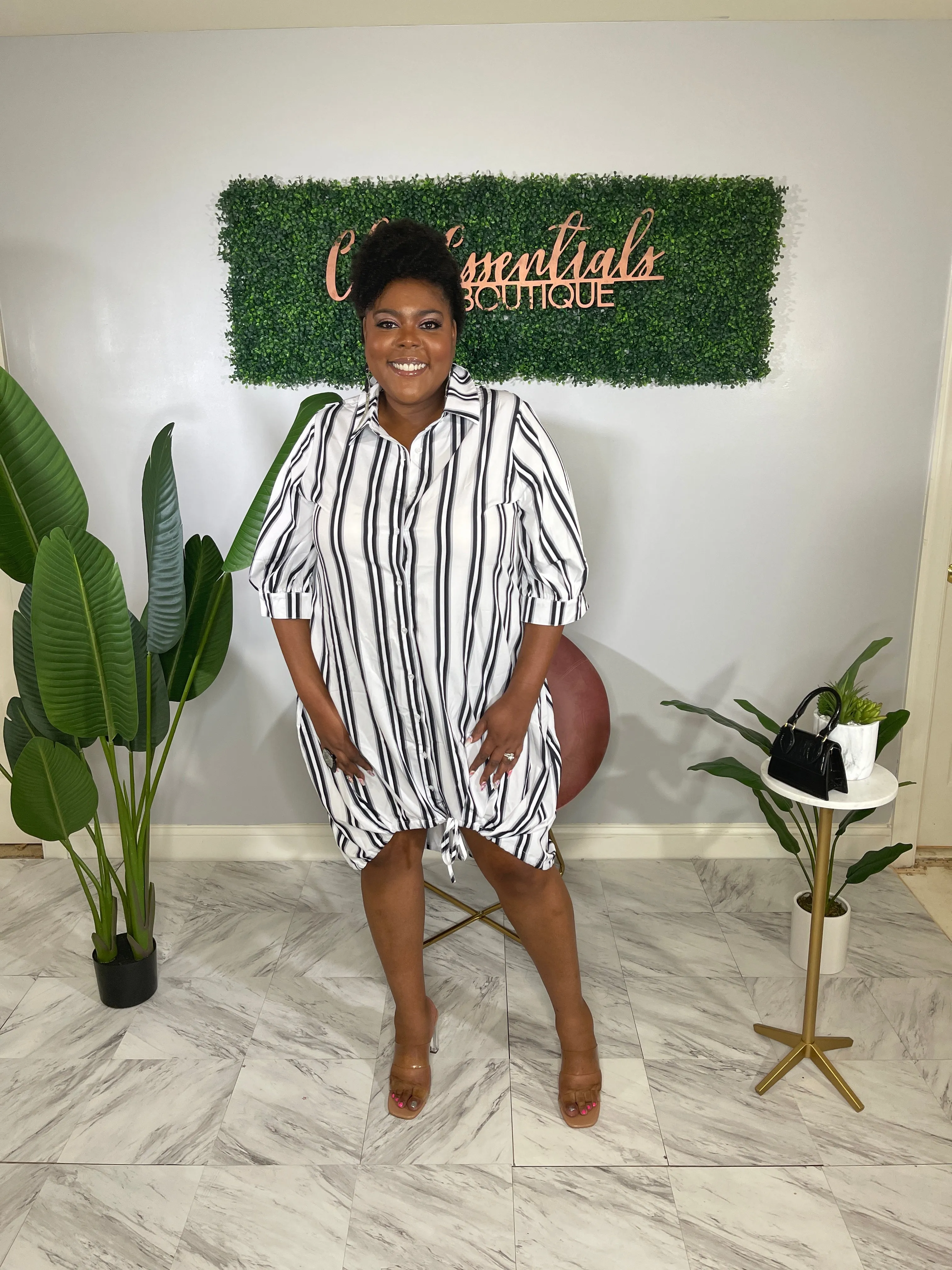Color Striped Shirt Dress