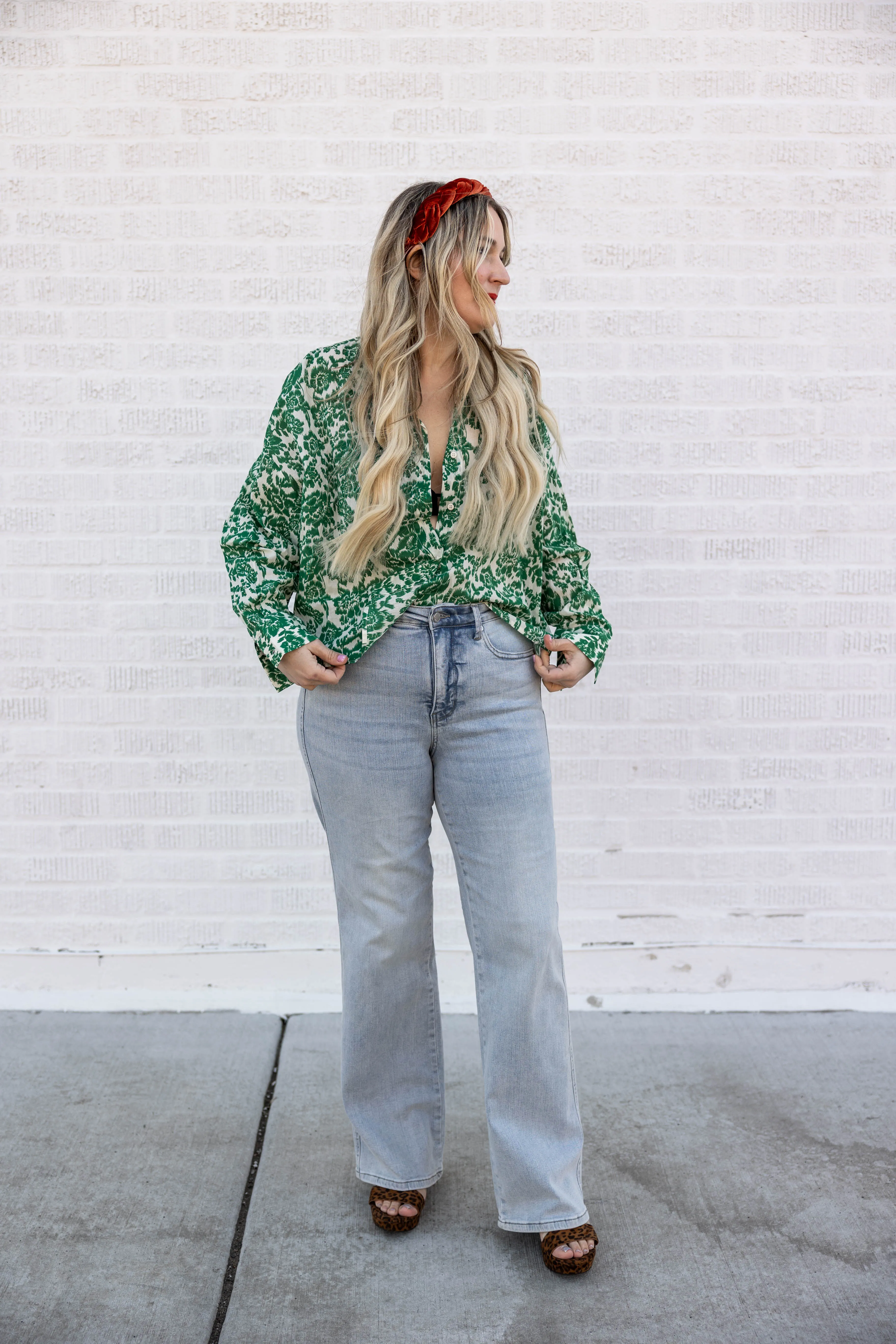 cristina top in green floral