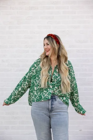 cristina top in green floral