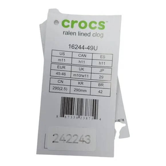 Crocs Unisex Ralen Lined Clog Slipper Soft Fuzzy Navy Size Men 11 Comfort