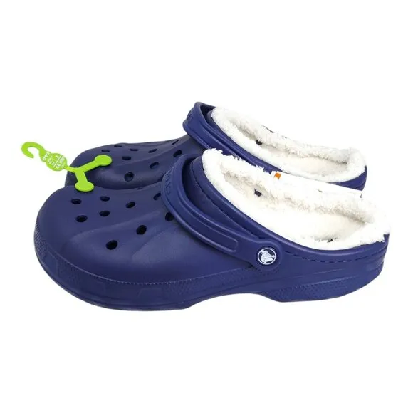 Crocs Unisex Ralen Lined Clog Slipper Soft Fuzzy Navy Size Men 11 Comfort