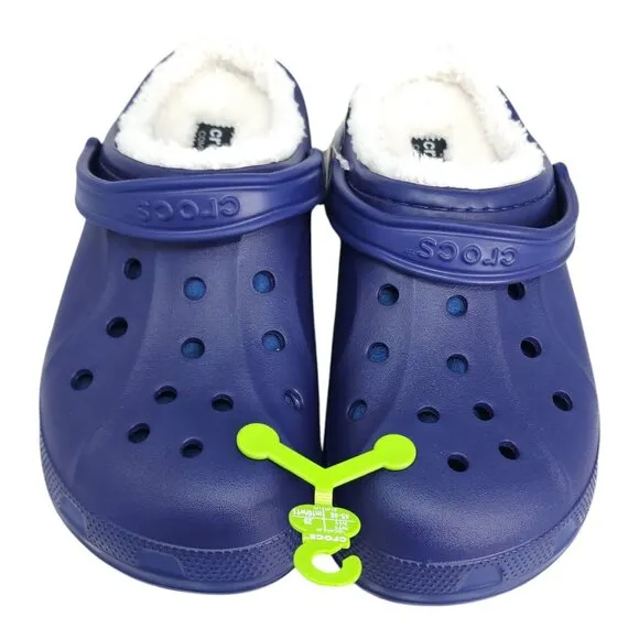 Crocs Unisex Ralen Lined Clog Slipper Soft Fuzzy Navy Size Men 11 Comfort