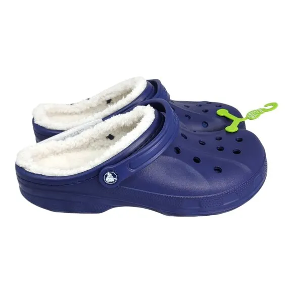 Crocs Unisex Ralen Lined Clog Slipper Soft Fuzzy Navy Size Men 11 Comfort