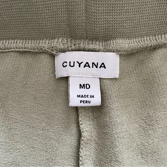 CUYANA French Terry Shorts in Sage - Excellent Pre-Owned Condition, Medium