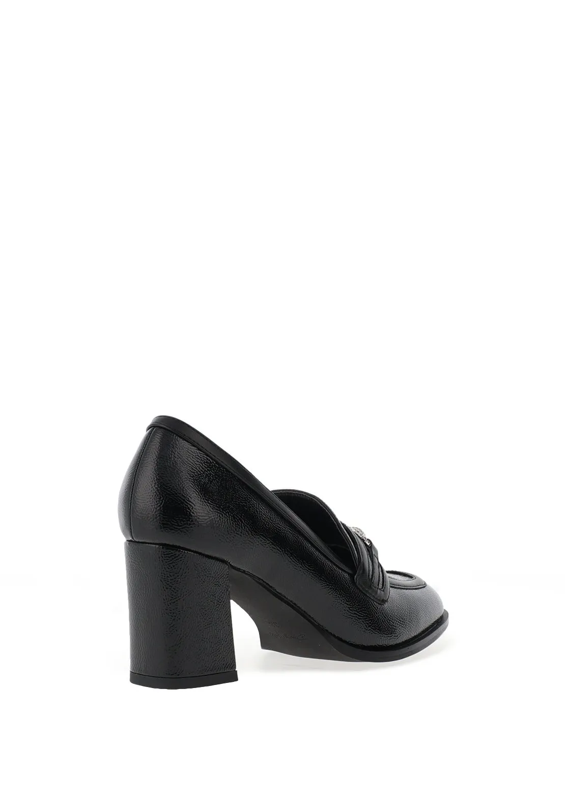 Dancing Matilda Trapeze Patent Heeled Loafers, Black Multi