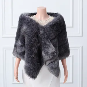 Dark silver fox three piece rectangular scarf Winter Wraps