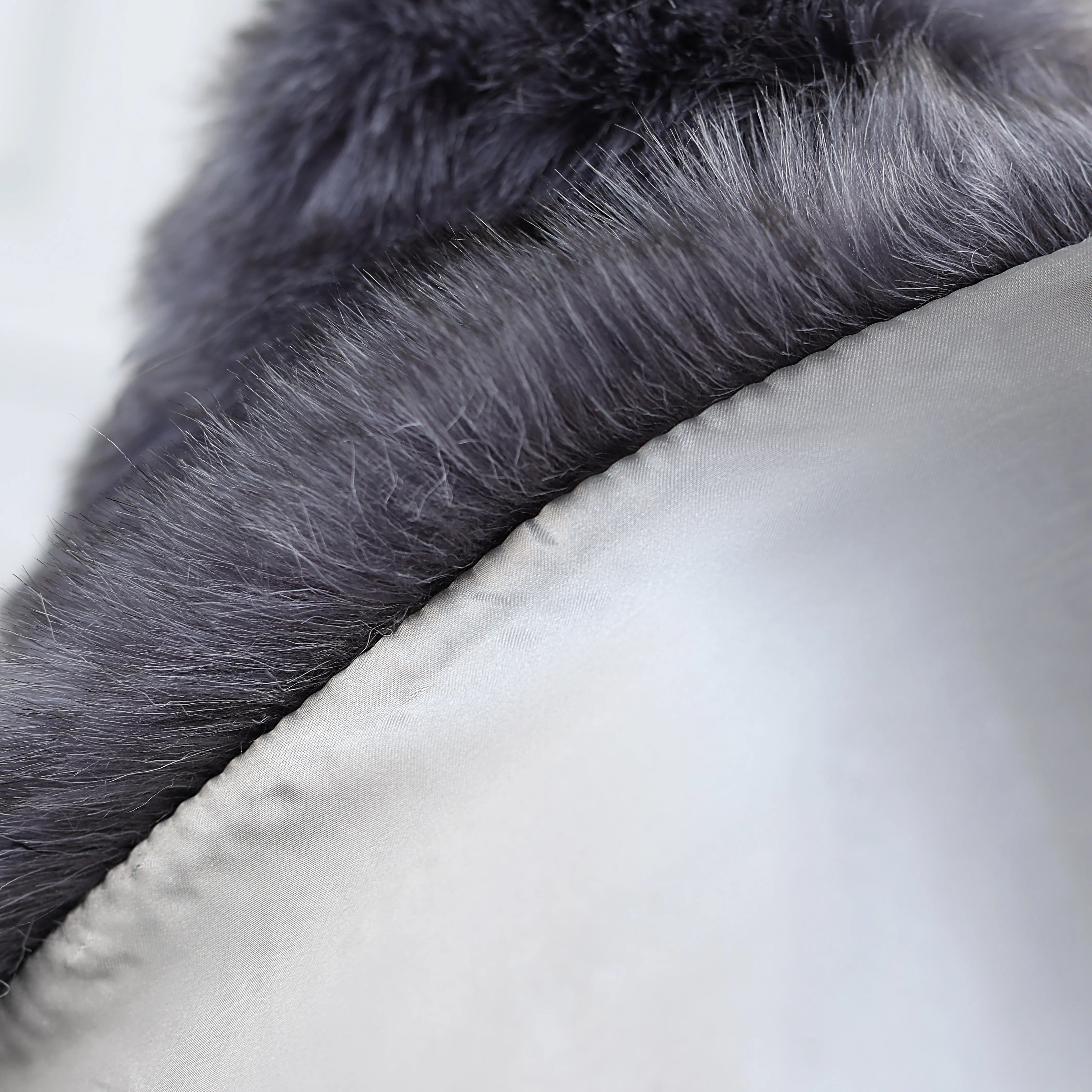 Dark silver fox three piece rectangular scarf Winter Wraps