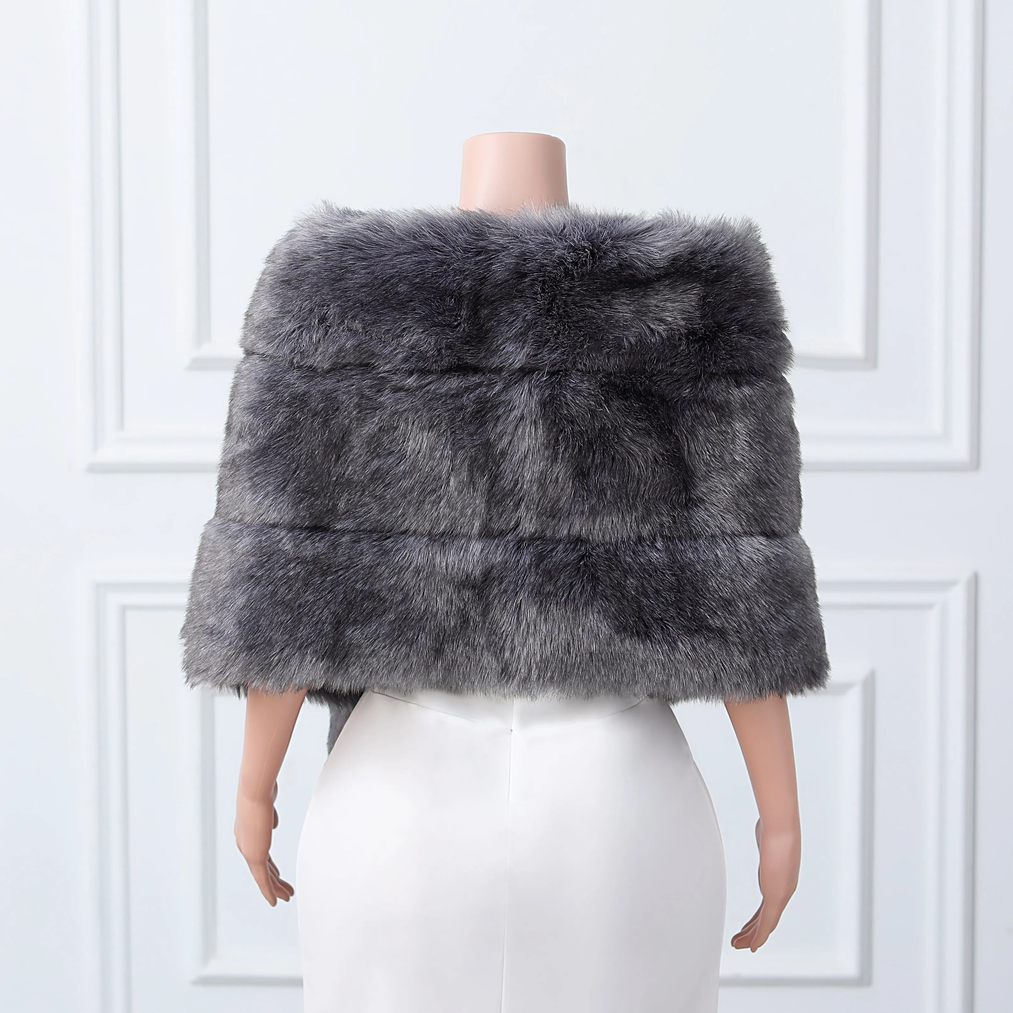 Dark silver fox three piece rectangular scarf Winter Wraps