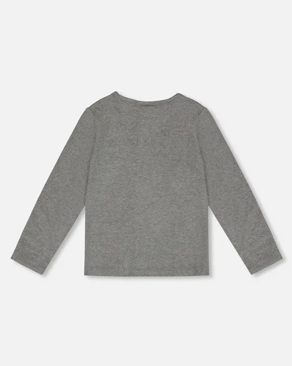 Deux Par Deux Sequin Heart Long Sleeve Top