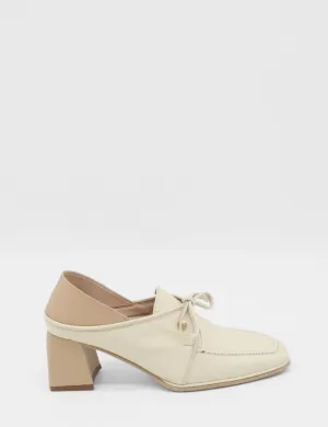 Focus heeled loafers in off white/tan leather womens shoes