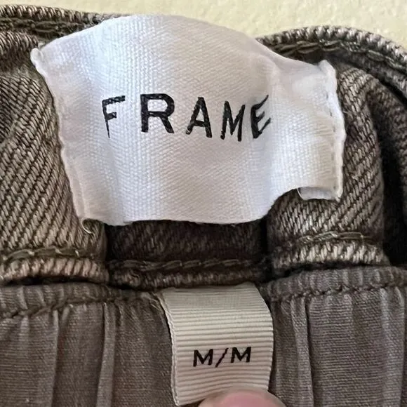 FRAME Paperbag Denim‎ Jean Shorts Olive Green Washed Moss High Waist Size Medium
