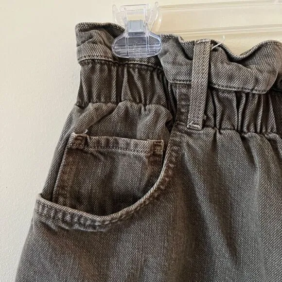 FRAME Paperbag Denim‎ Jean Shorts Olive Green Washed Moss High Waist Size Medium
