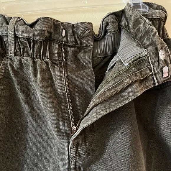 FRAME Paperbag Denim‎ Jean Shorts Olive Green Washed Moss High Waist Size Medium