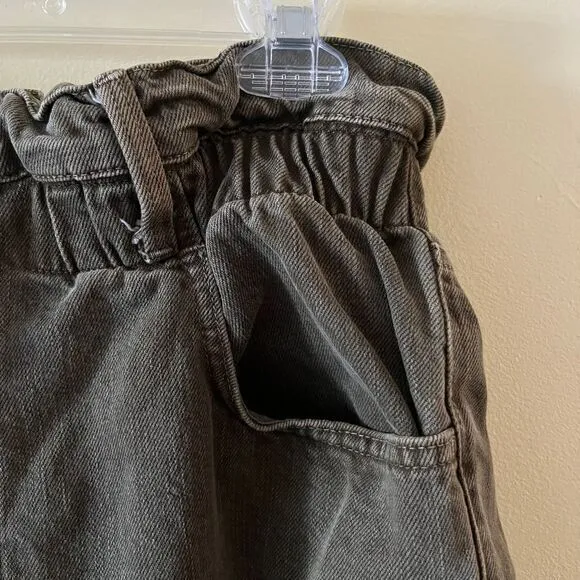 FRAME Paperbag Denim‎ Jean Shorts Olive Green Washed Moss High Waist Size Medium