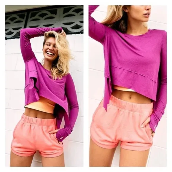 Free People FP Movement Grand Slam Sweat Flamingo Shorts New Size XS
