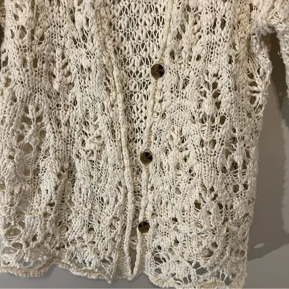 Free People Ivory cream Imelda cardigan long loose knit boho oversized large