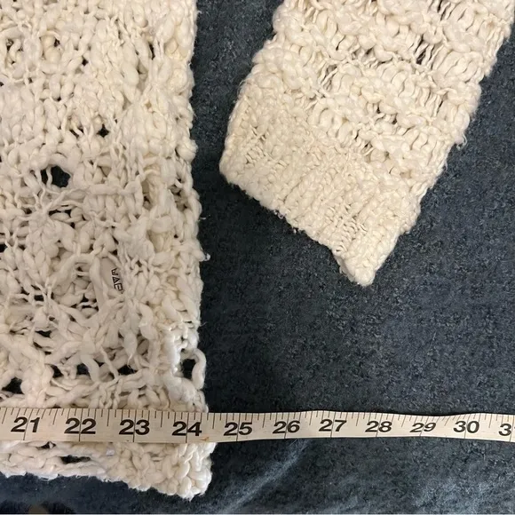 Free People Ivory cream Imelda cardigan long loose knit boho oversized large