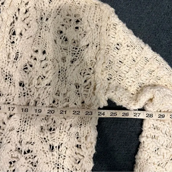 Free People Ivory cream Imelda cardigan long loose knit boho oversized large