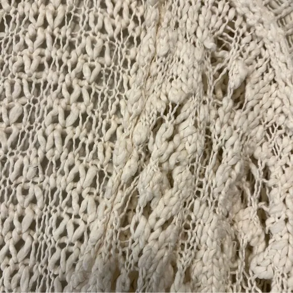 Free People Ivory cream Imelda cardigan long loose knit boho oversized large
