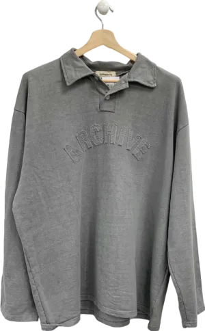 Garments Grey ARCHIVE Long Sleeve Polo Shirt UK XL