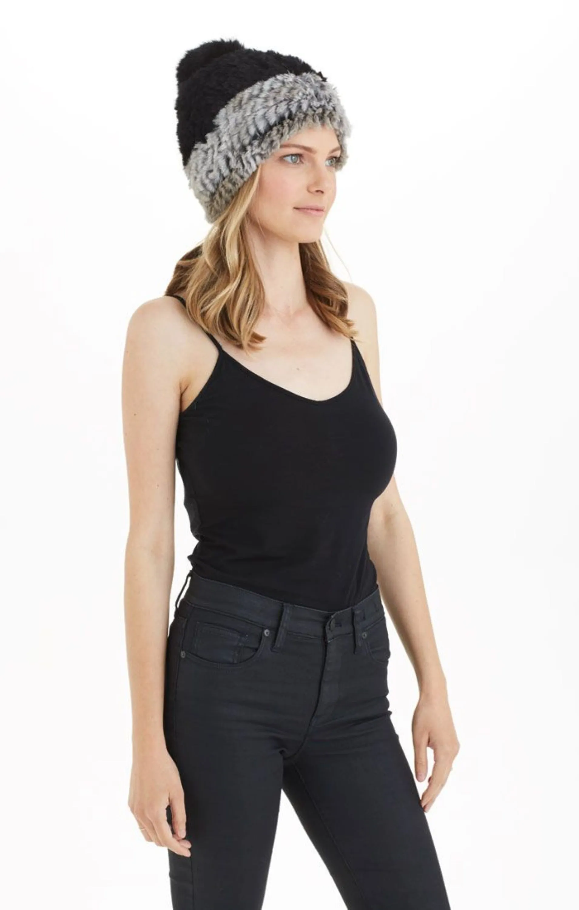 Genuine Real Rabbit Fur Plush Winter Hat