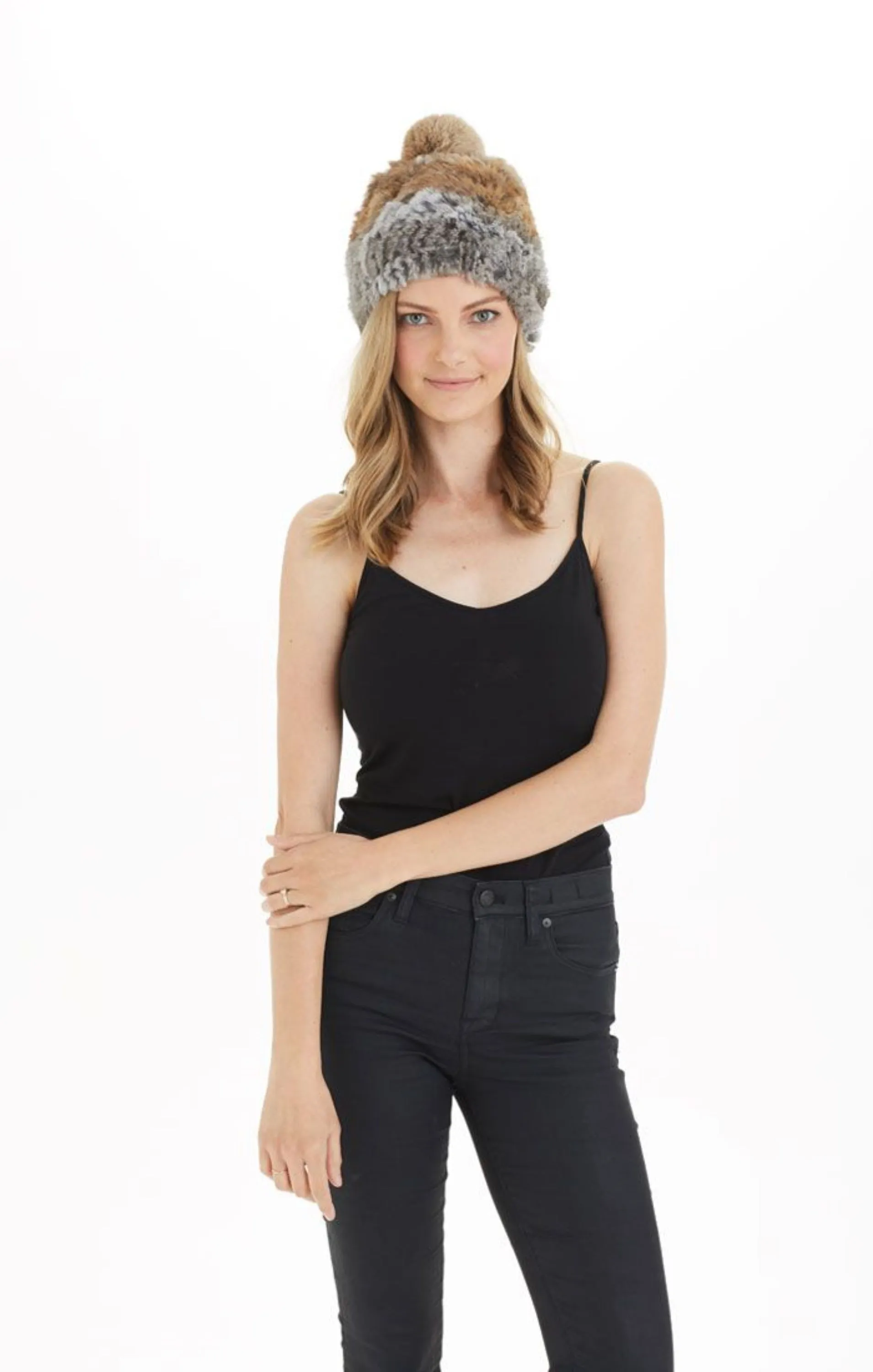 Genuine Real Rabbit Fur Plush Winter Hat