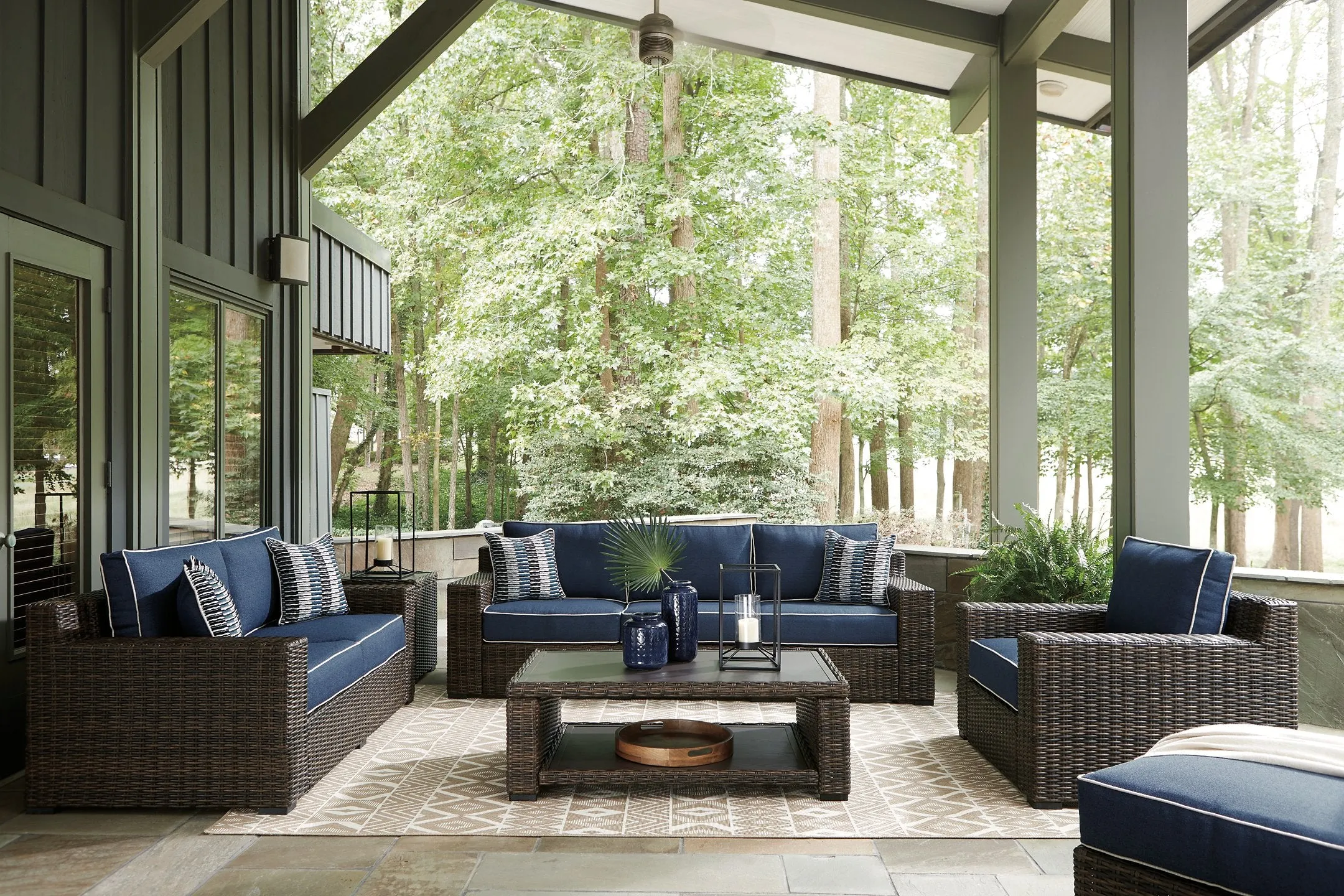 Grasson Lane Grasson Lane Nuvella Sofa, Loveseat, Lounge Chair and Ottoman with Coffee and End Table