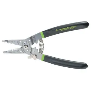 Greenlee® Pro Stainless Wire Stripper/Cutter/Crimper, 10-20 AWG, 6-32/8-32 Bolts, Straight, 1950-SS