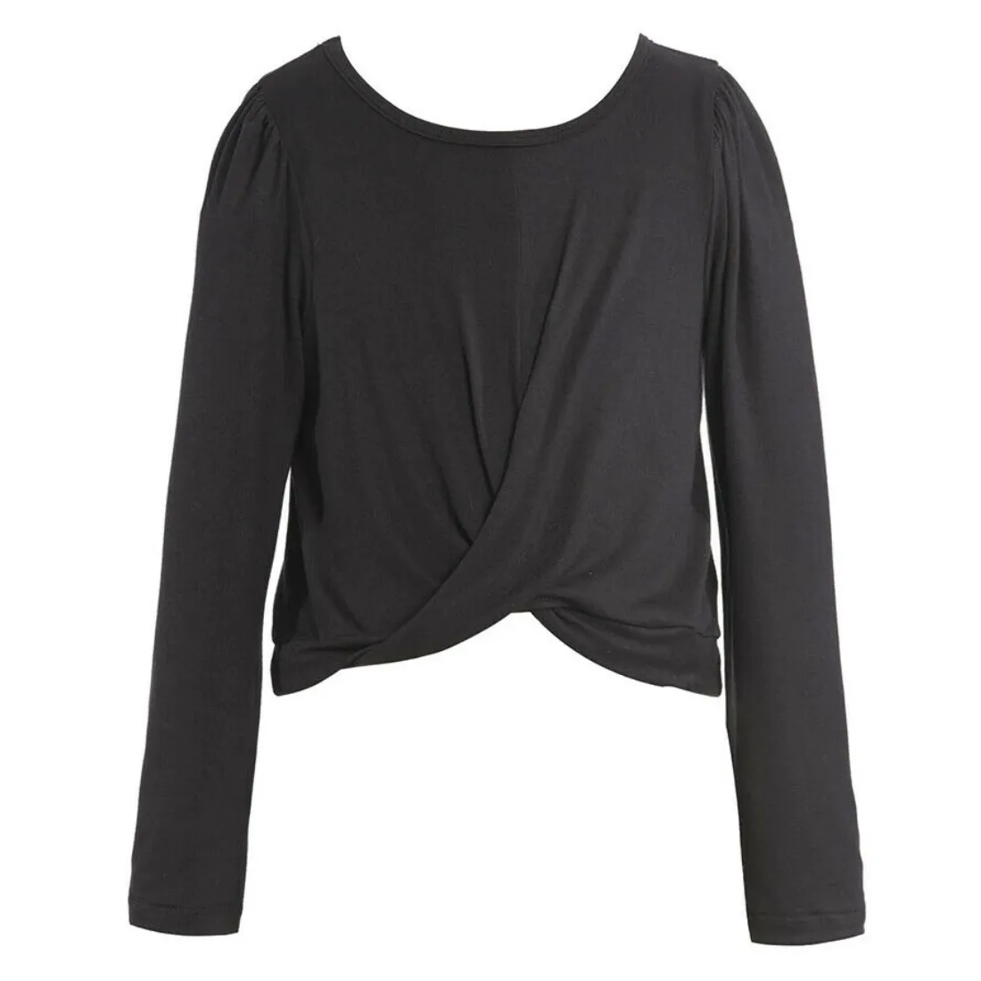 Hannah Banana Twisted Front Long Sleeve Top - Black