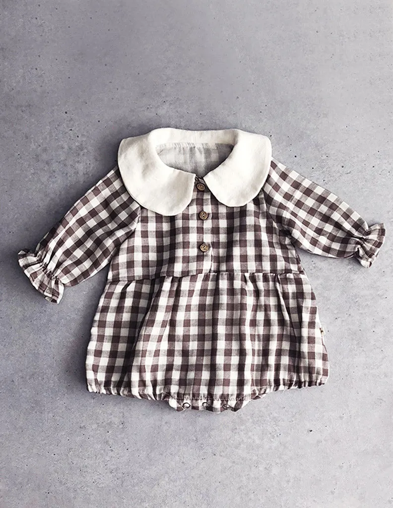 Honey Cara Suit Romper Brown Check