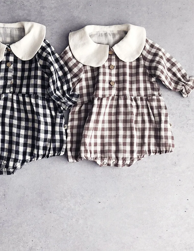 Honey Cara Suit Romper Brown Check
