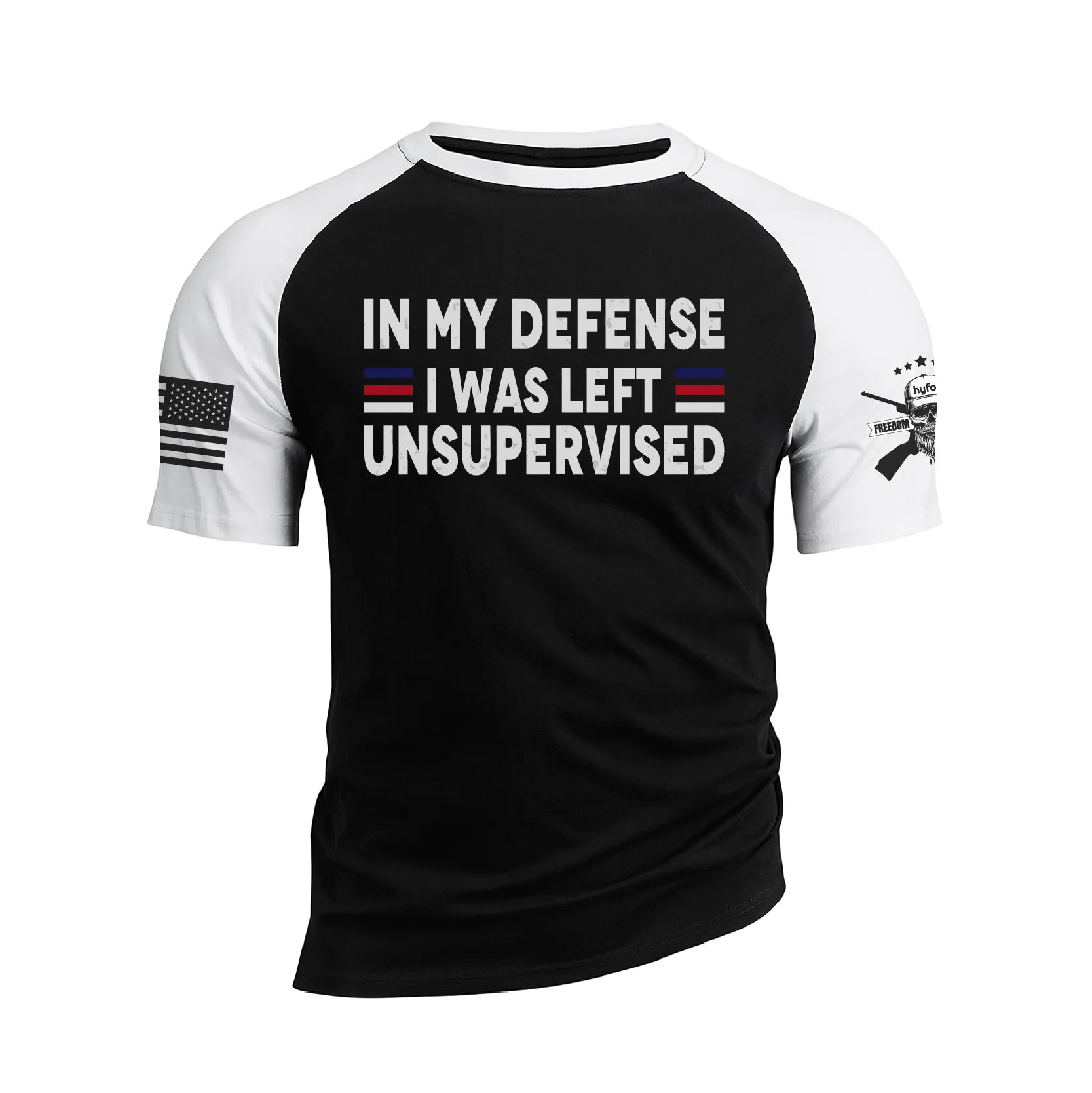 IN MY DEFENSE 100% COTTON RAGLAN GRAPHIC TEE