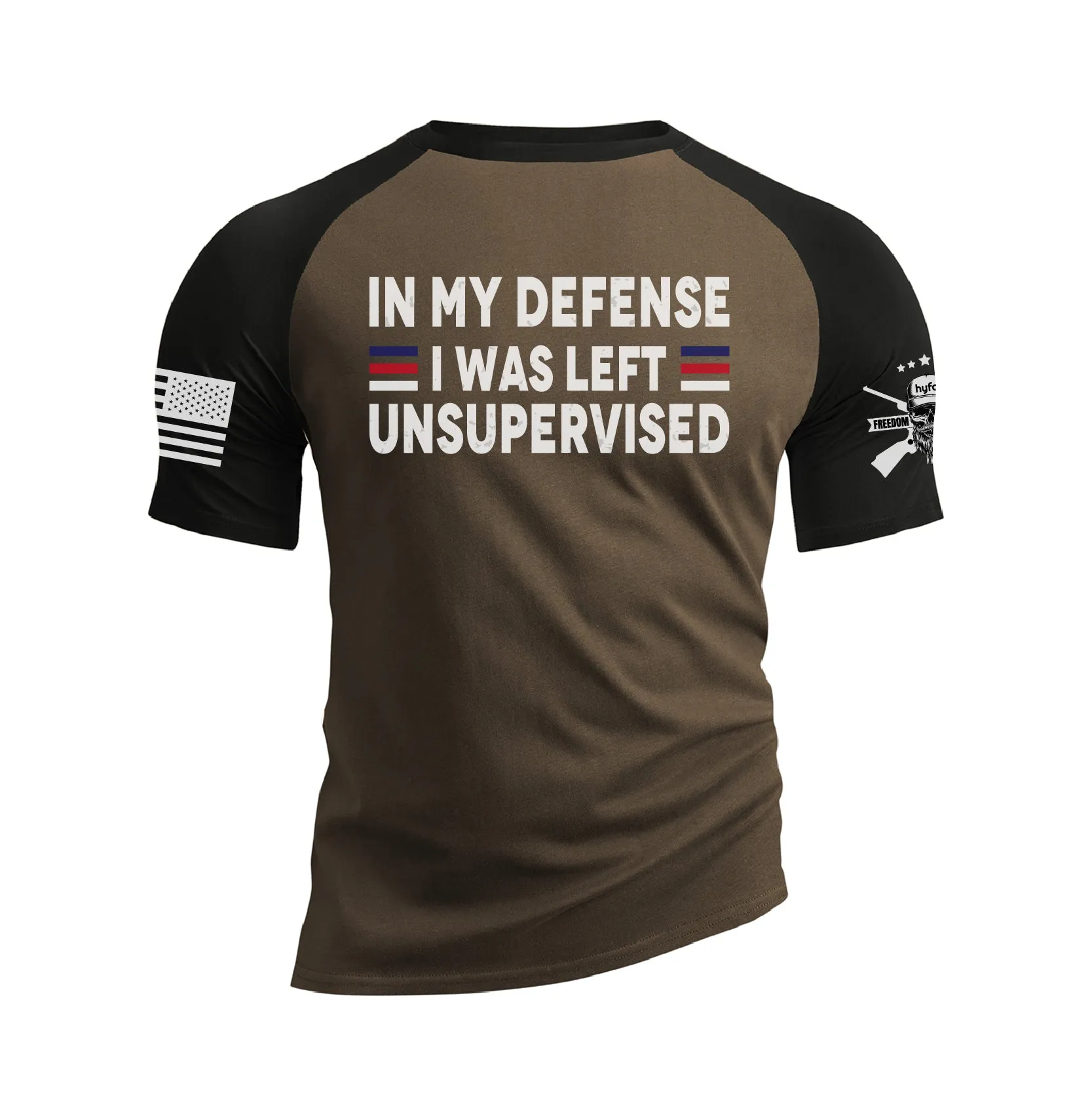 IN MY DEFENSE 100% COTTON RAGLAN GRAPHIC TEE