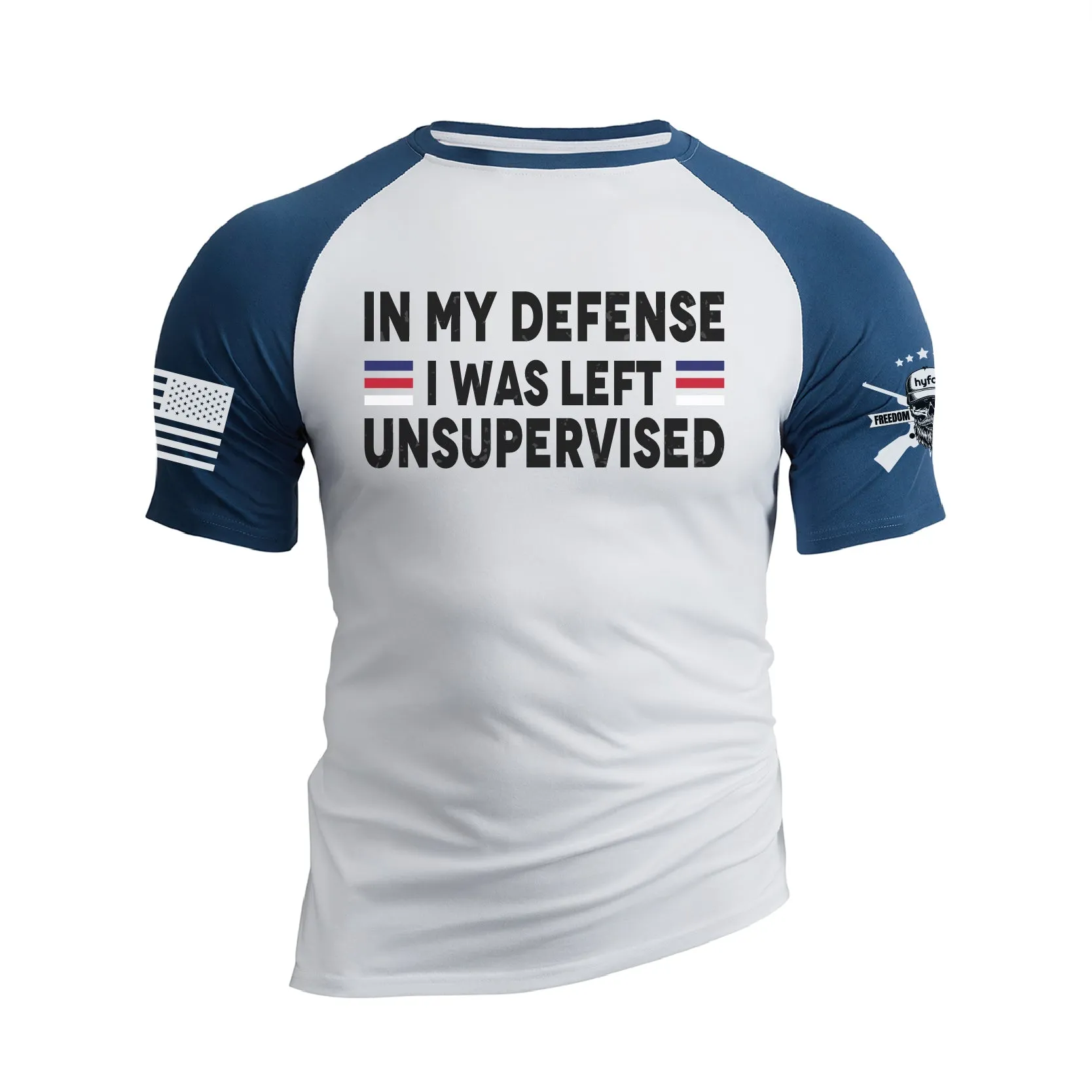 IN MY DEFENSE 100% COTTON RAGLAN GRAPHIC TEE