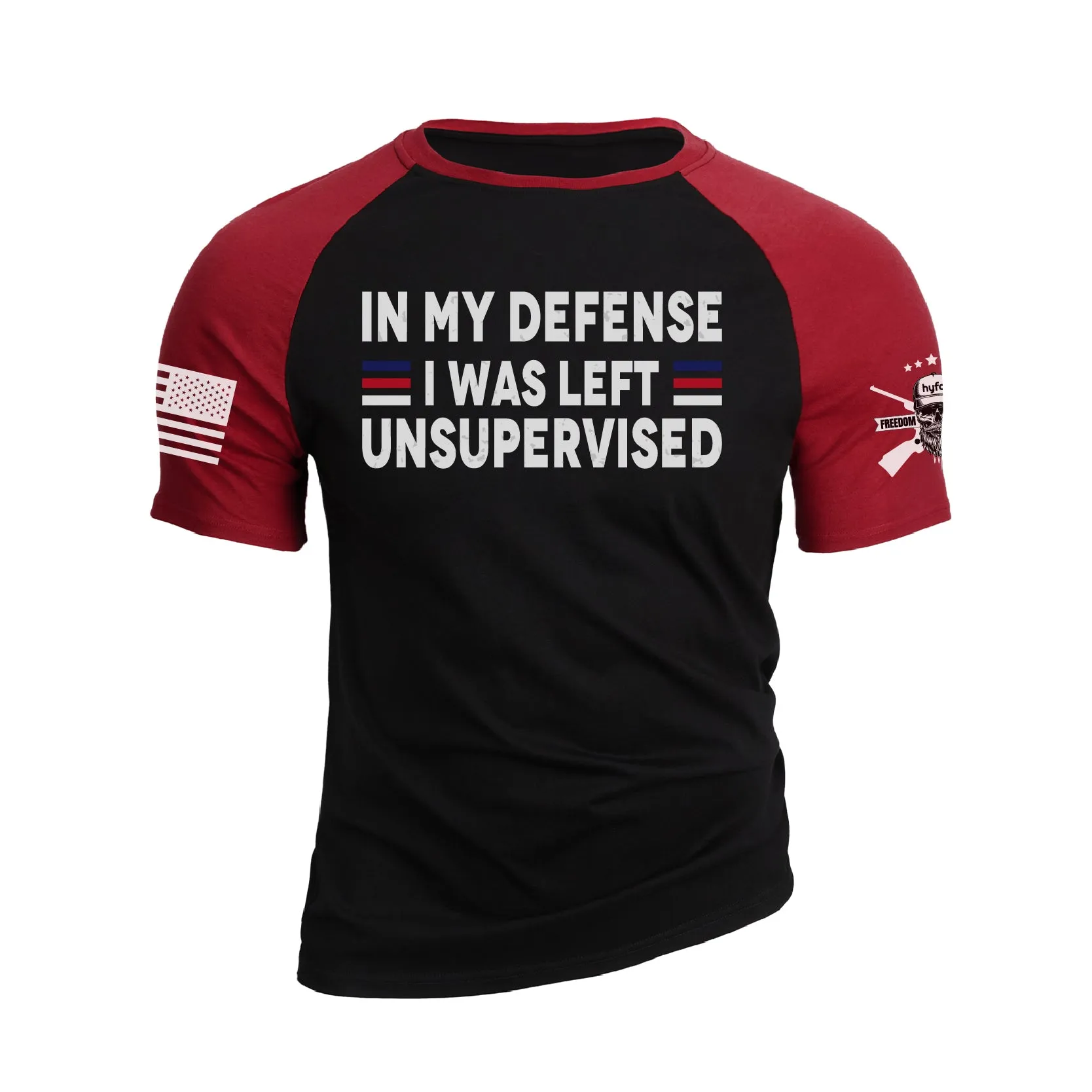IN MY DEFENSE 100% COTTON RAGLAN GRAPHIC TEE
