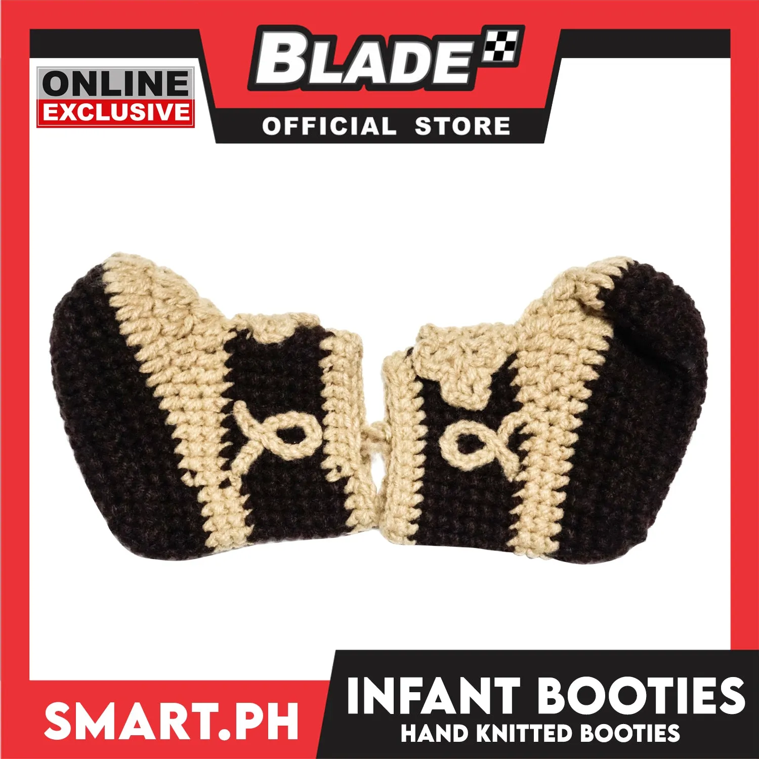 Infant Booties Crochet Baby Knitted Boots (Brown & Cream)