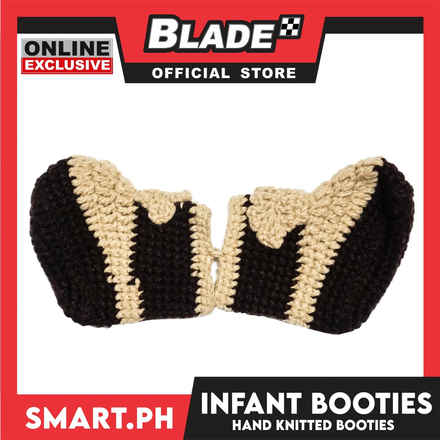 Infant Booties Crochet Baby Knitted Boots (Brown & Cream)