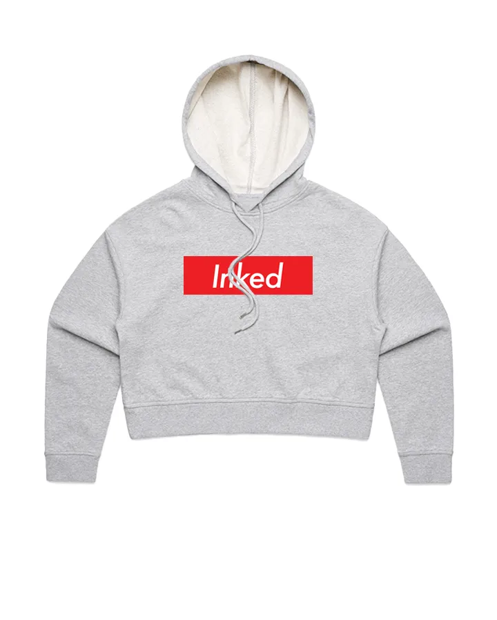 Inked Crop Hoodie - Athletic Heather