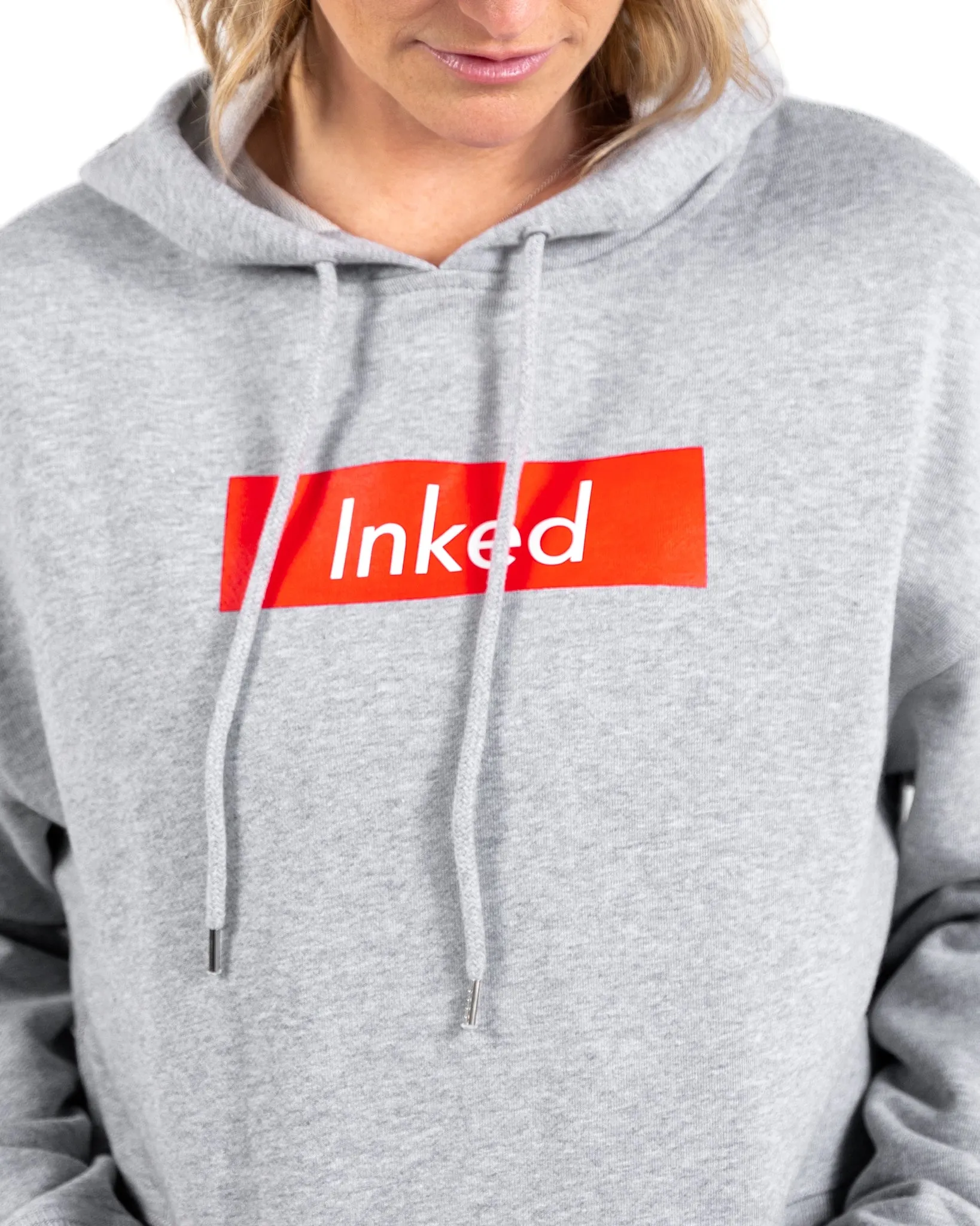 Inked Crop Hoodie - Athletic Heather