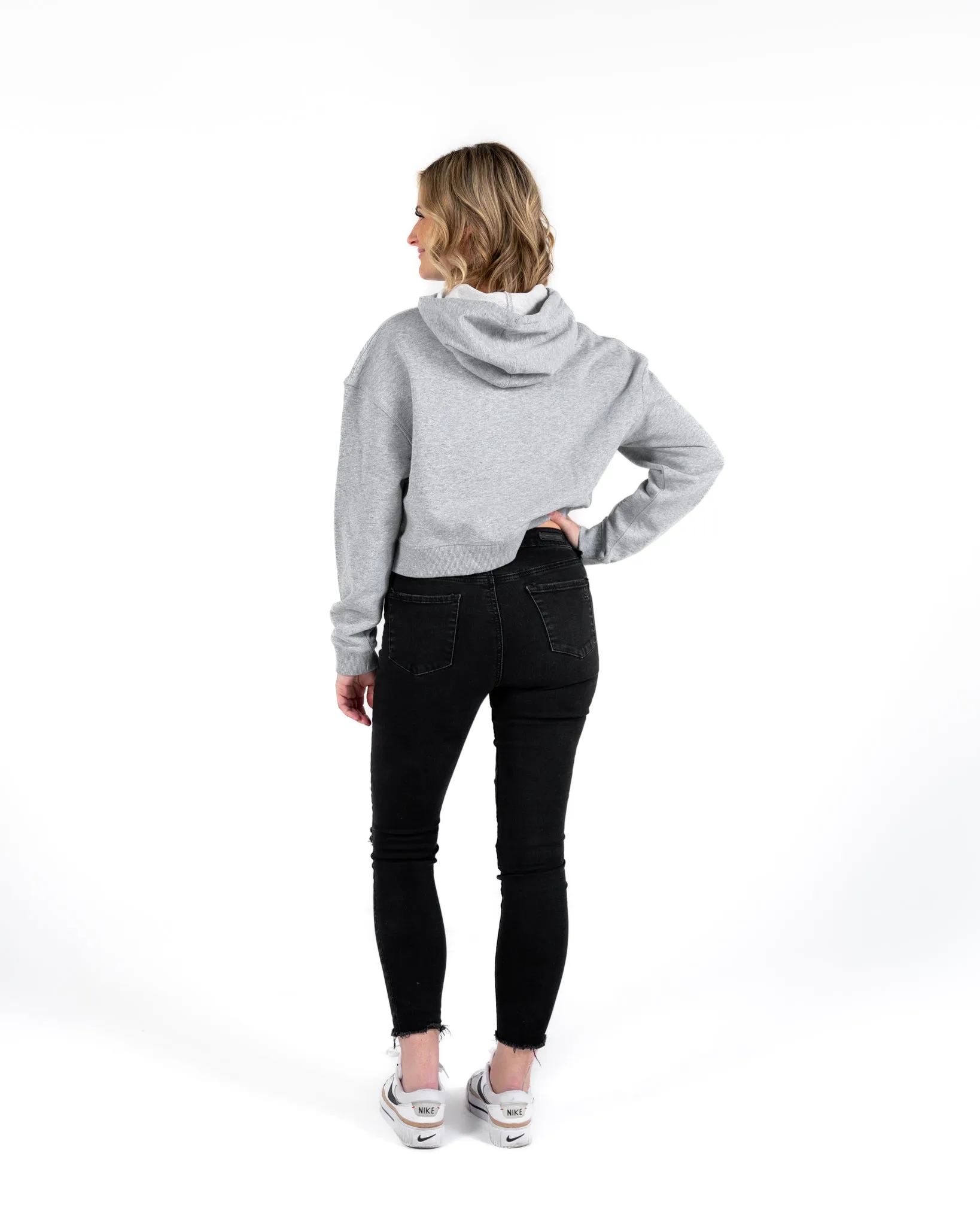 Inked Crop Hoodie - Athletic Heather