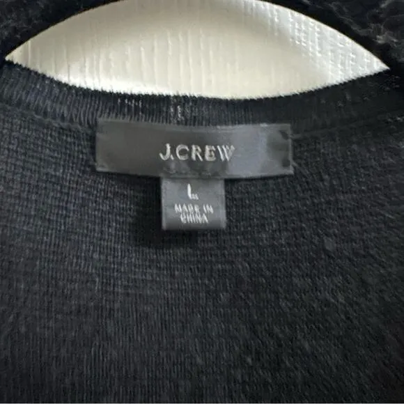 J. CREW Juliette collarless sweater-blazer in linen blend-AM561 Black Size Large