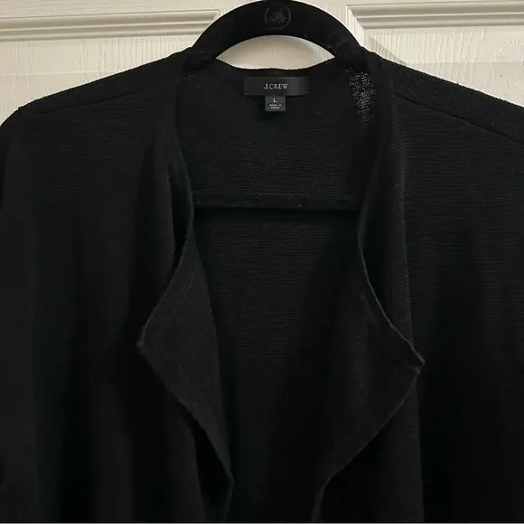 J. CREW Juliette collarless sweater-blazer in linen blend-AM561 Black Size Large