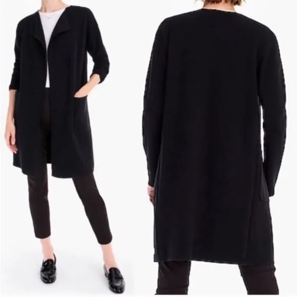 J. CREW Juliette collarless sweater-blazer in linen blend-AM561 Black Size Large