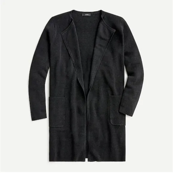 J. CREW Juliette collarless sweater-blazer in linen blend-AM561 Black Size Large