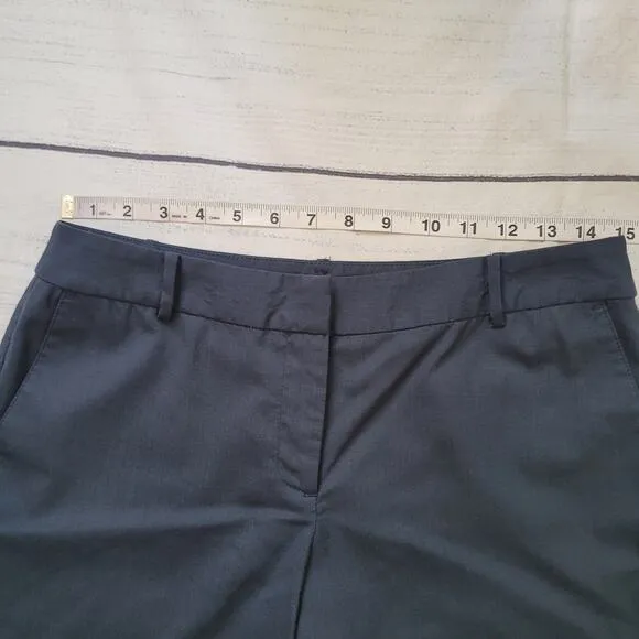 J. Jill Size8 Simple 120 Washable 100% Wool Bermuda Pocket Shorts Navy Blue