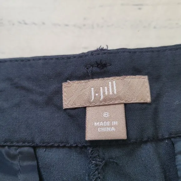J. Jill Size8 Simple 120 Washable 100% Wool Bermuda Pocket Shorts Navy Blue