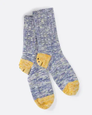 Kapital 56 Cotton Slub Yarns 3x1 Purple Smilie Socks