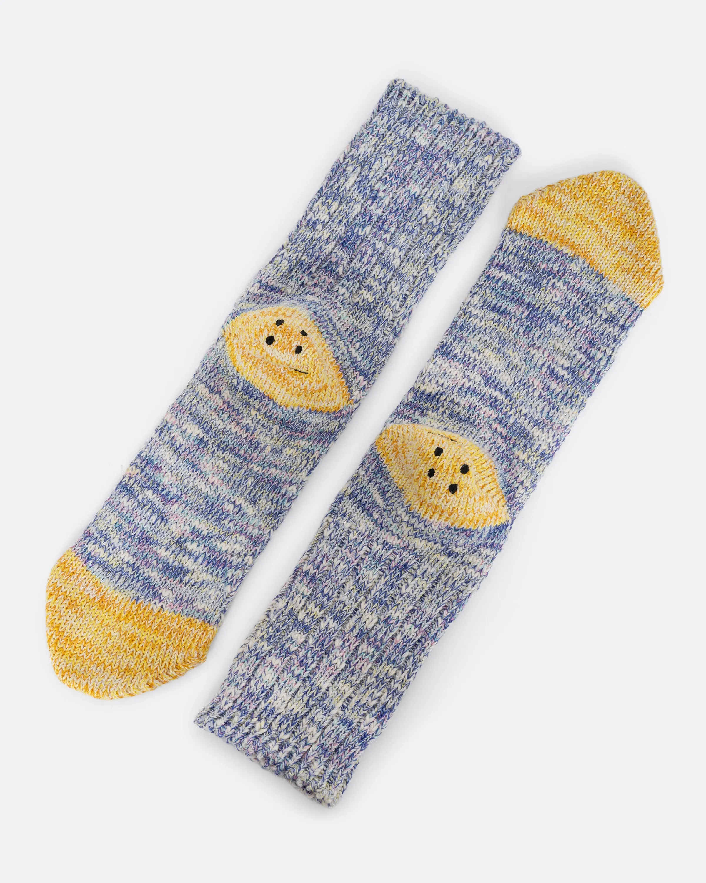 Kapital 56 Cotton Slub Yarns 3x1 Purple Smilie Socks