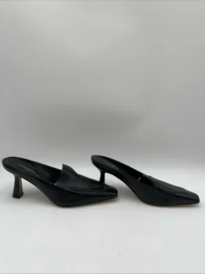 Lafayette 148 New York CIARA Black Napa Square Toe Heeled Loafers Women’s 39.5 - Very Good